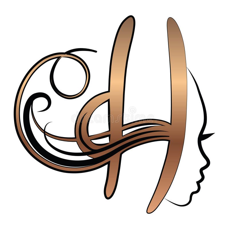 H-Monogrammfrauenprofil-Gesichtsschattenbild stock abbildung H-Monogrammfrauenprofil-Gesichtsschattenbild stock abbildung