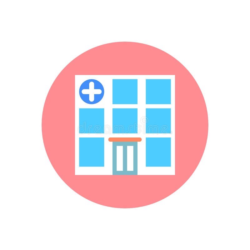 Hôpital établissant l'icône plate Bouton coloré rond, signe circulaire de vecteur de clinique, illustration de logo illustration stock Hôpital établissant l'icône plate Bouton coloré rond, signe circulaire de vecteur de clinique, illustration de logo illustration stock