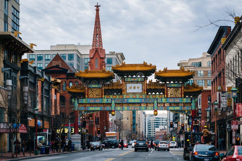 H Street and the Friendship Arch, in Chinatown, Washington, DC