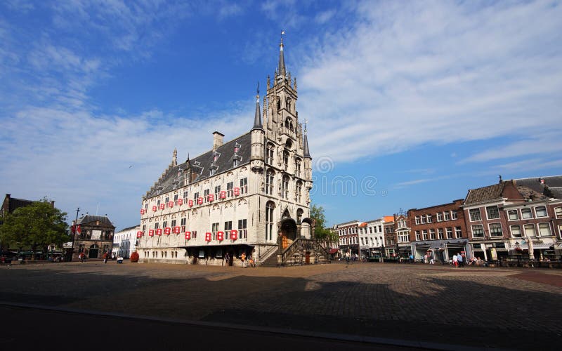 Hôtel de ville en Gouda, Pays-Bas photo stock Hôtel de ville en Gouda, Pays-Bas photo stock