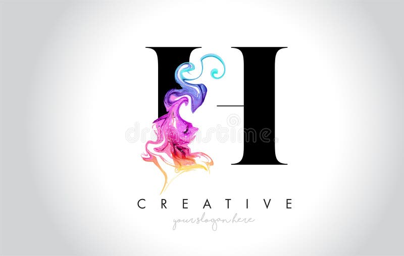 H Vibrant Creative Leter Logo Design with Colorful Smoke Ink Flo
