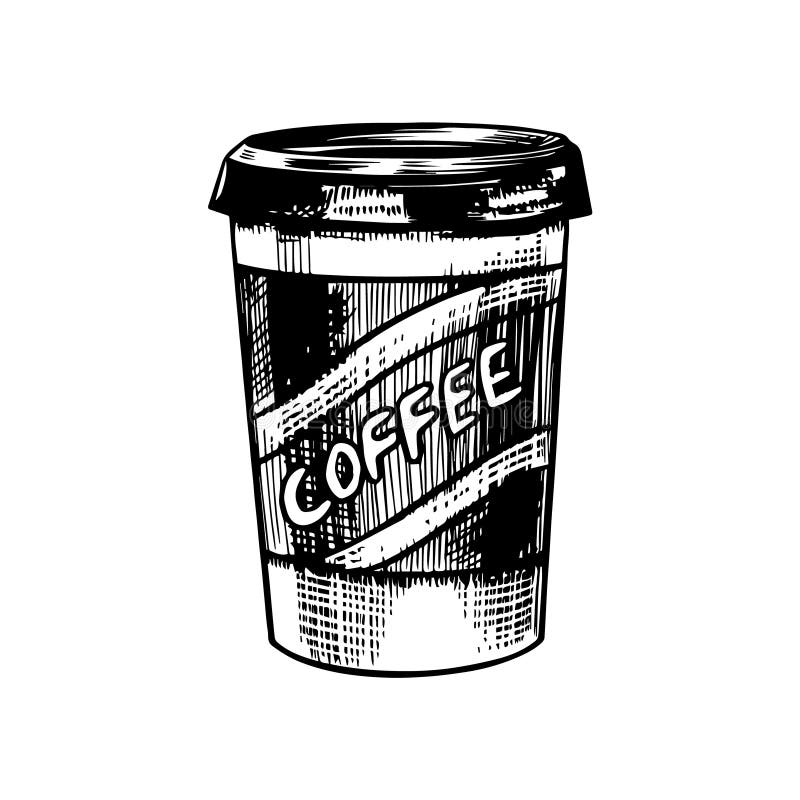 Haal Kop van koffie in uitstekende stijl weg Cappuccino's in een glas Getrokken de hand graveerde retro schets Malplaatje voor em royalty-vrije illustratie Haal Kop van koffie in uitstekende stijl weg Cappuccino's in een glas Getrokken de hand graveerde retro schets Malplaatje voor em royalty-vrije illustratie