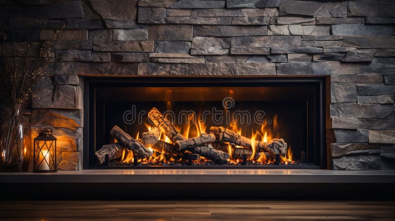 Haard met brandend vuur stock illustratie