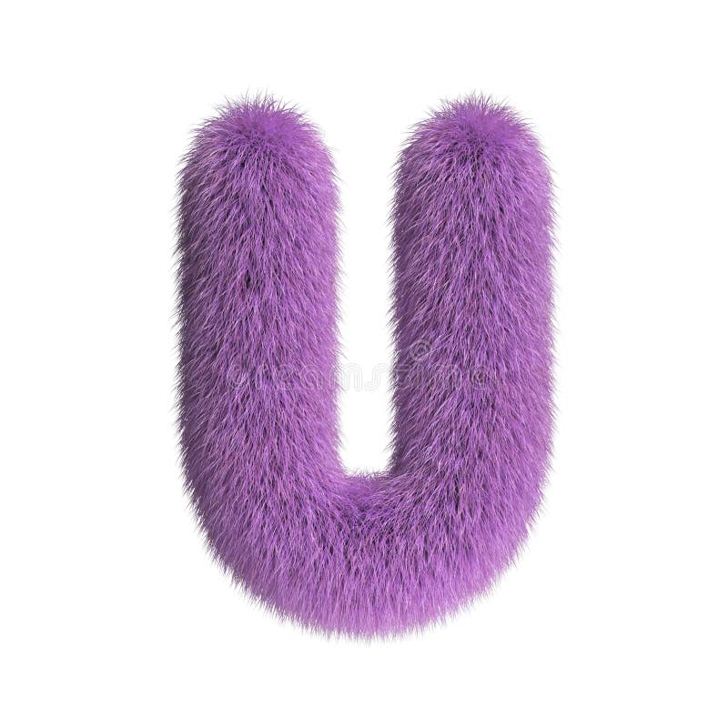 Haarige Schrift pelzig Alphabet 3d Rendering Buchstabe u vektor abbildung