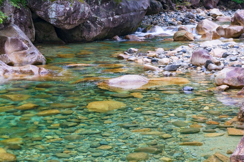 Haarscharfes Flusswasser, das über Felsen fließt lizenzfreies stockbild Haarscharfes Flusswasser, das über Felsen fließt lizenzfreies stockbild