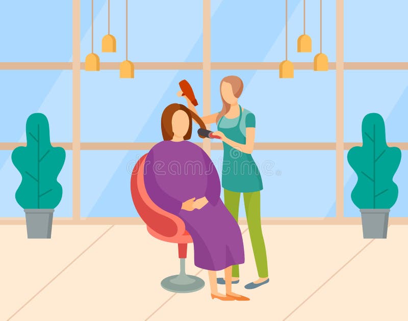Haarstyling Experte, Frau mit Klient in Salon