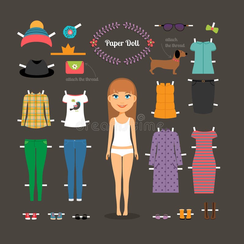 Habillez la poupée de papier avec la grande tête illustration libre de droits Habillez la poupée de papier avec la grande tête illustration libre de droits