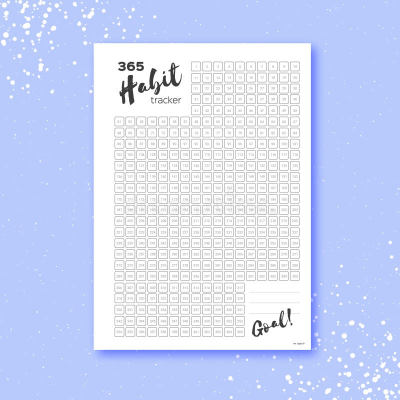 Habit Tracker. 365 Days Template Habit Diary for Year. Journal Planner