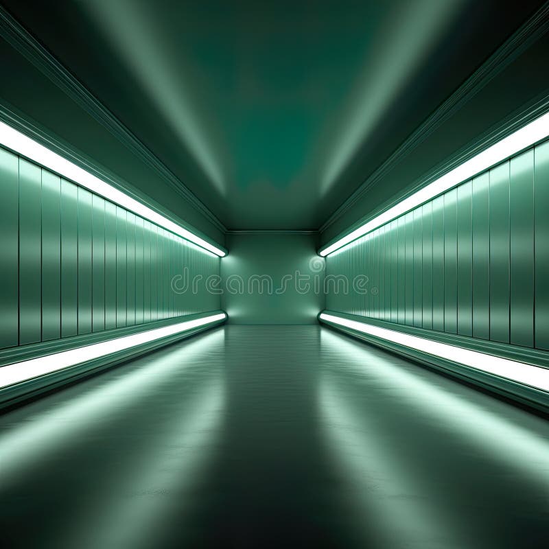 Habitación futurista innovadora adornada con luces de colores vivos y espacio para copiar stock de ilustración
