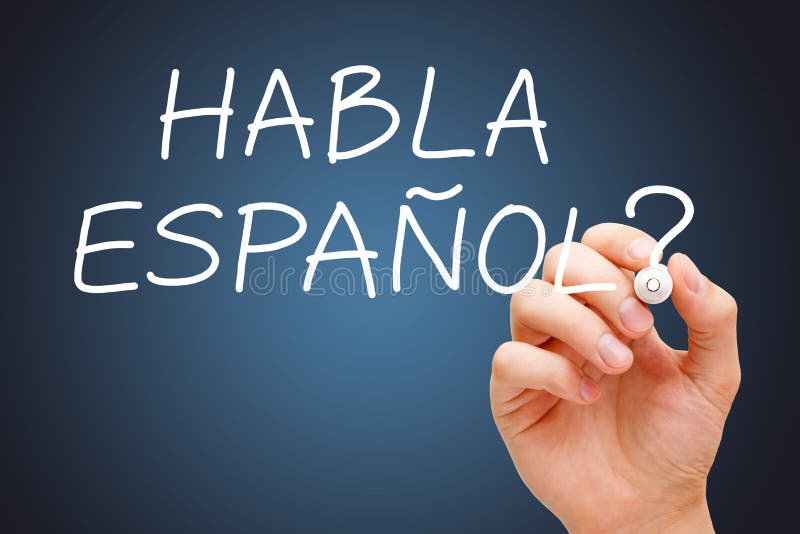 Habla Espanol manuscrit avec le marqueur blanc image libre de droits Habla Espanol manuscrit avec le marqueur blanc image libre de droits