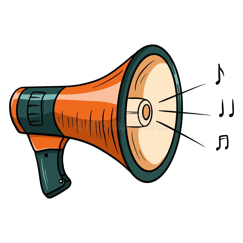 Hablar En Voz Alta. Un Dispositivo Para Aumentar El Volumen. Megáfono.  Estilo De Dibujos Animados. Ilustración del Vector - Ilustración de claxon,  icono: 215823521