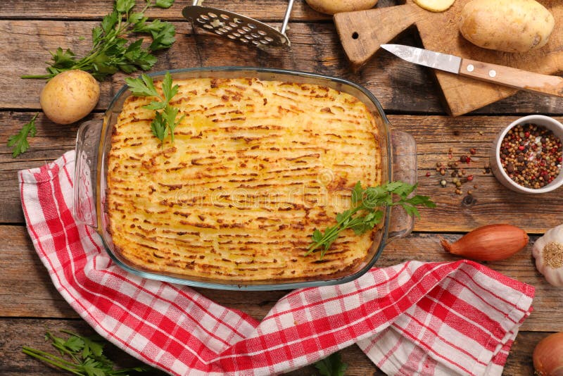 Parmentier Potato Cream with Mushrooms and Bread Crumbs Stock Image