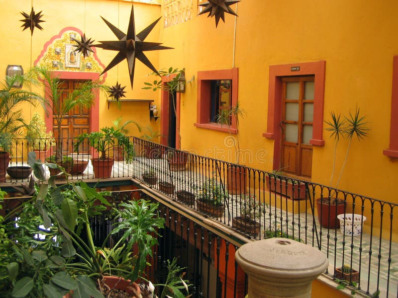 This is a picture of the interior of a Mexican building. This is a picture of the interior of a Mexican building.