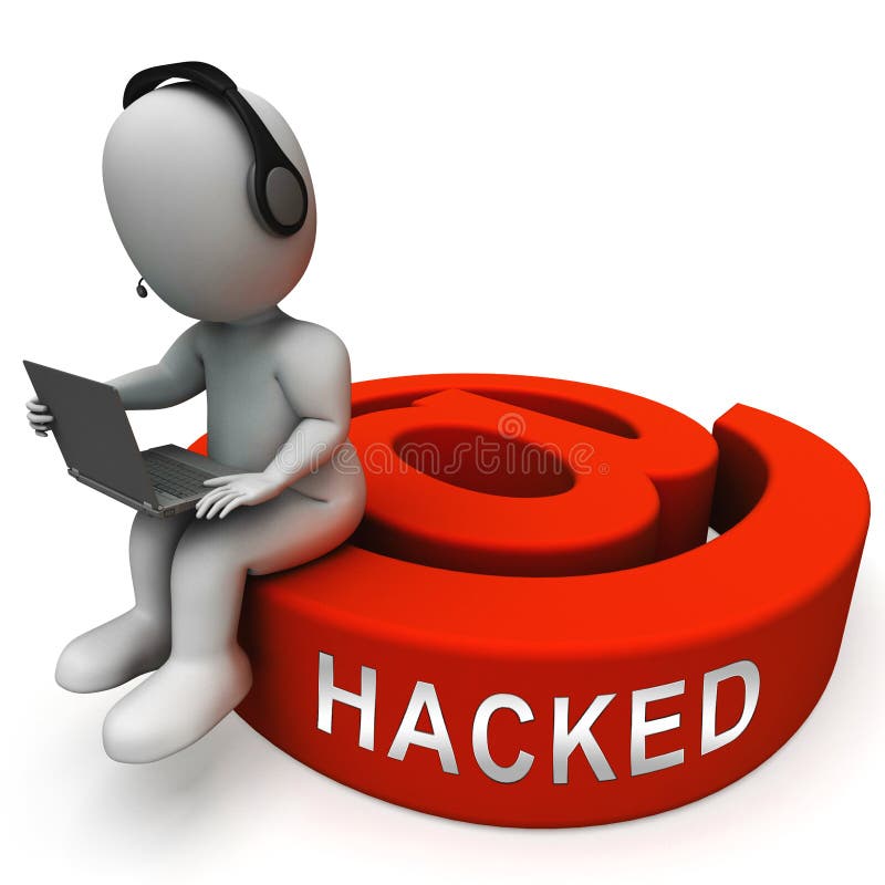Hackad illustration för Emailonline-postattack 3d royaltyfri illustrationer Hackad illustration för Emailonline-postattack 3d royaltyfri illustrationer
