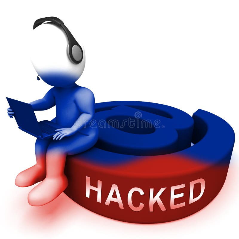Hackad illustration för Emailonline-postattack 3d stock illustrationer Hackad illustration för Emailonline-postattack 3d stock illustrationer