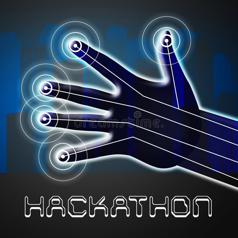 Hackathon Technology Threat Online Coding 2d Illustration stock illustration