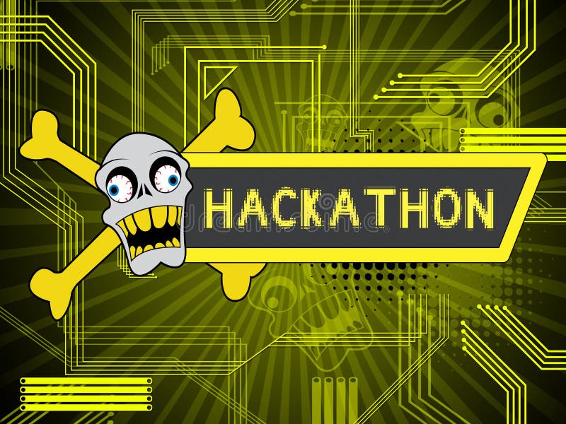 Hackathon Technology Threat Online Coding 2d Illustration royalty free illustration