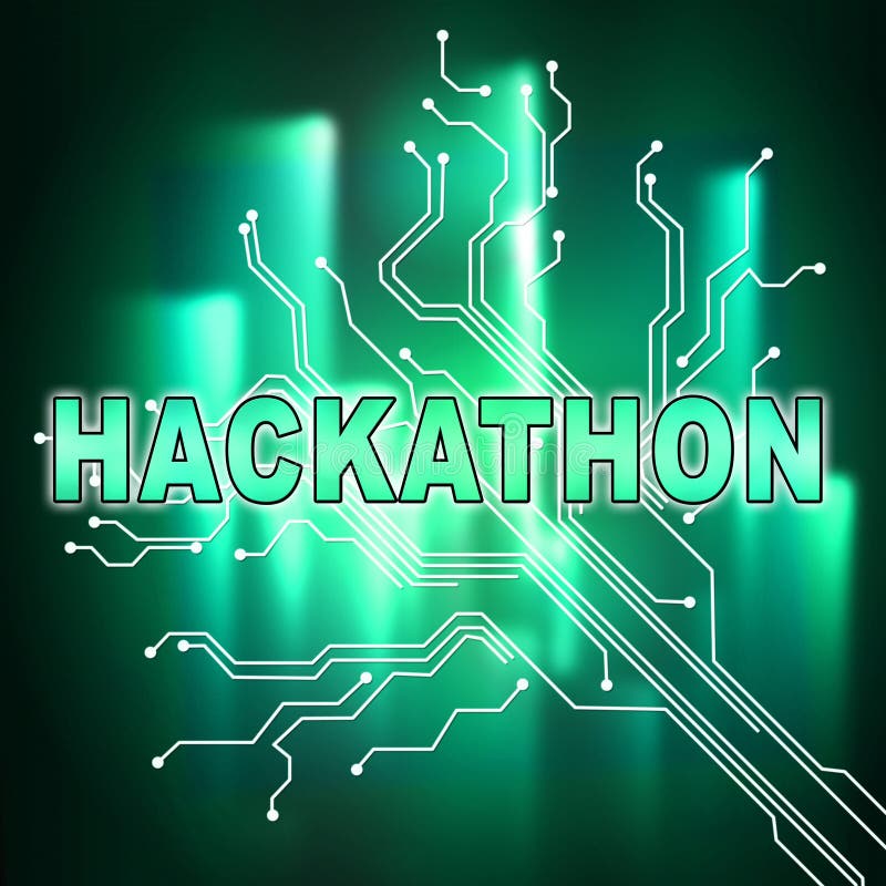 Hackathon Technology Threat Online Coding 2d Illustration royalty free illustration