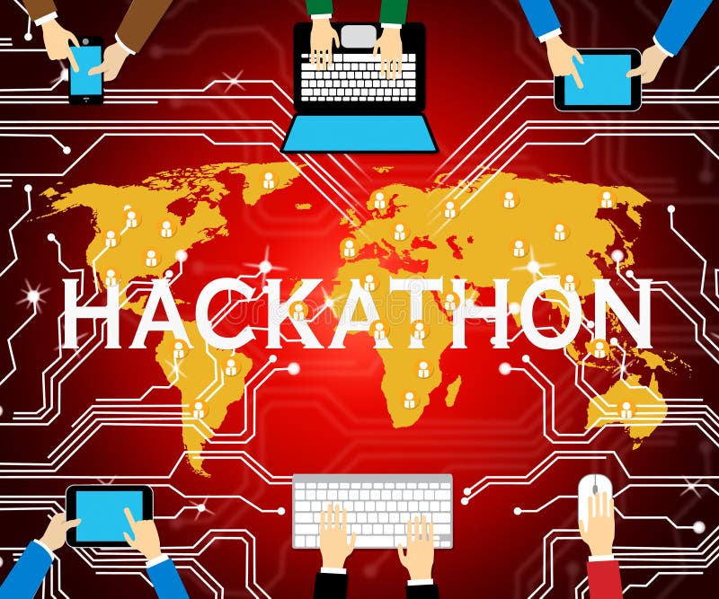 Hackathon Technology Threat Online Coding 2d Illustration royalty free illustration
