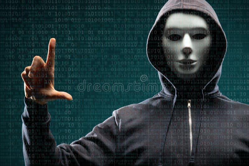 Anonymous computer hacker over abstract digital background. Obscured dark face in mask and hood. Data thief, internet attack, darknet fraud, dangerous viruses and cyber security concept. Anonymous computer hacker over abstract digital background. Obscured dark face in mask and hood. Data thief, internet attack, darknet fraud, dangerous viruses and cyber security concept.
