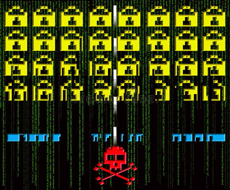 Hacker attack retro vector illustration