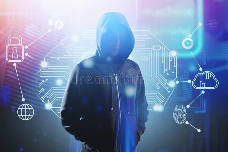 Hacker and Cloud Computer Interface Stock Image - Image of criminal,  banking: 160858065