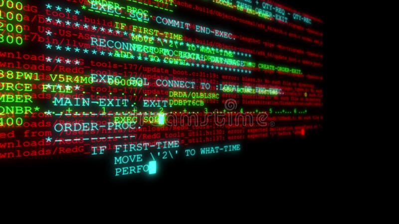 Hacker Code Running Down a Computer Screen Terminal Stock Video - Video ...