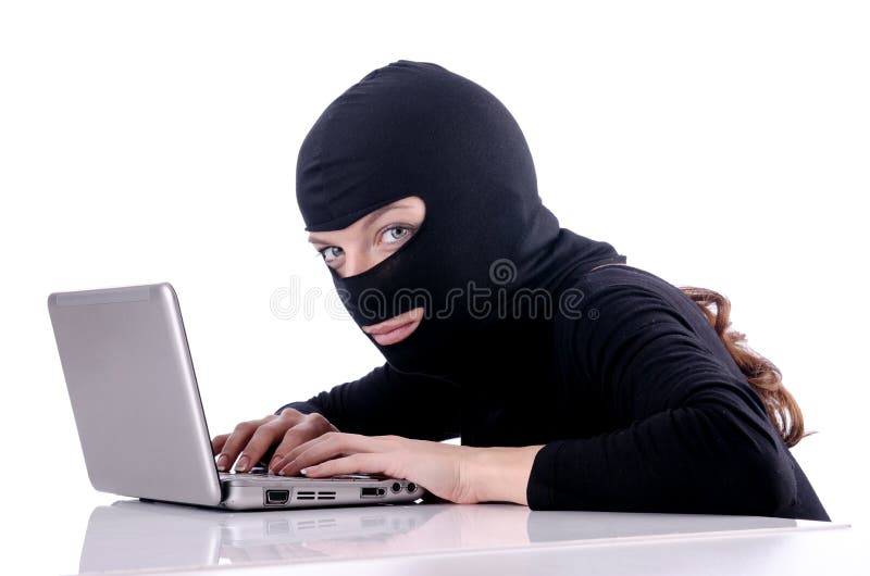 Hacker with computer royalty free stock photo