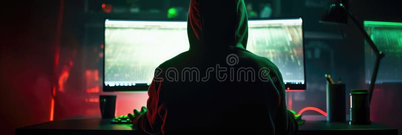 Hacker cu glugă care fură date confidențiale. ai generativ. royalty free illustration