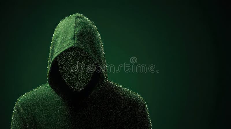 Hacker cu glugă pe fundal digital : concept de securitate cibernetică royalty free illustration