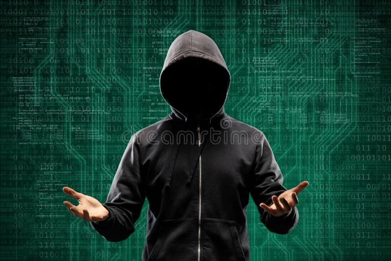 Anonymous computer hacker over abstract digital background. Obscured dark face in mask and hood. Data thief, internet attack, darknet fraud, dangerous viruses and cyber security concept. Anonymous computer hacker over abstract digital background. Obscured dark face in mask and hood. Data thief, internet attack, darknet fraud, dangerous viruses and cyber security concept.