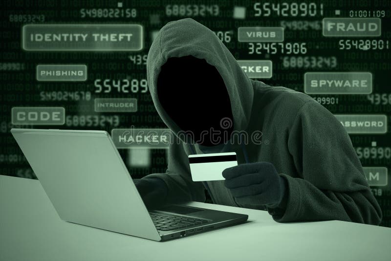 Hacker, der Kreditkartennummer stiehlt stockfotos Hacker, der Kreditkartennummer stiehlt stockfotos
