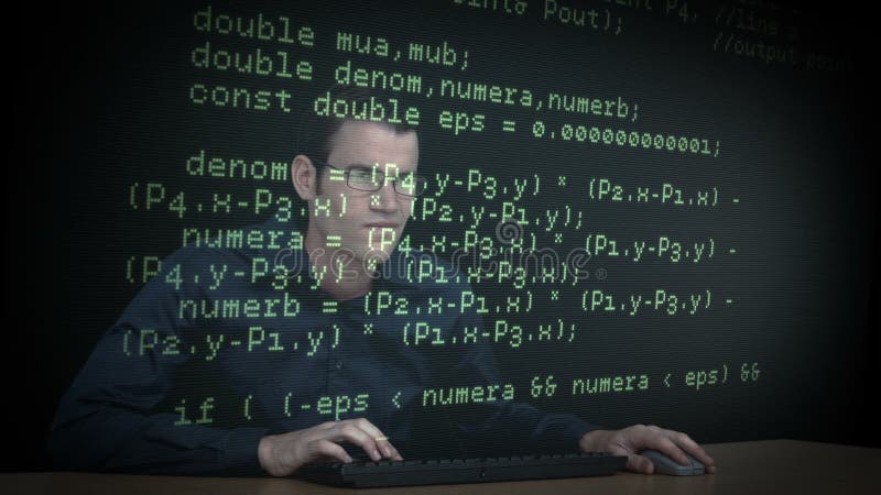 Hacker download data on computer with matrix. Computer matrix video