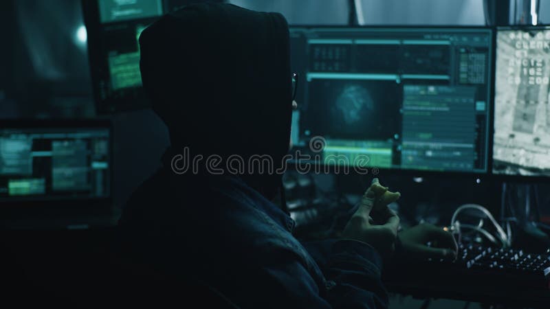 Cybercriminal hacking spaceship docking royalty free stock images