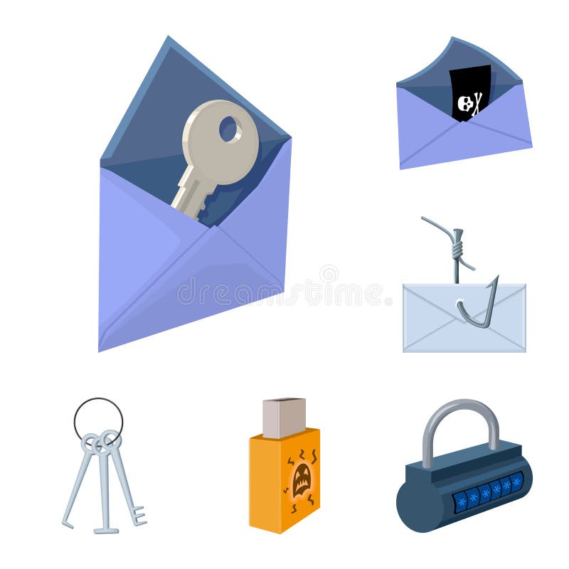 Hacker and hacking cartoon icons in set collection for design. Hacker and equipment vector symbol stock web illustration royalty free illustration