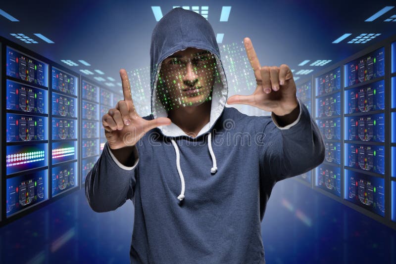 The Hacker Hacking Corporate Computer System Stock Photo Image of
