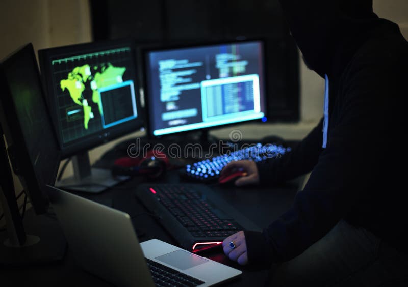 Hacker Hacking a Cyberspace Network Stock Photo Image of hacker