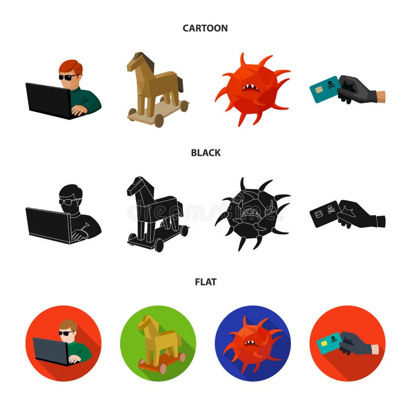 Hacker, hacking, system, internet. Hackers and hacking set collection icons in cartoon,black,flat style vector symbol stock illustration
