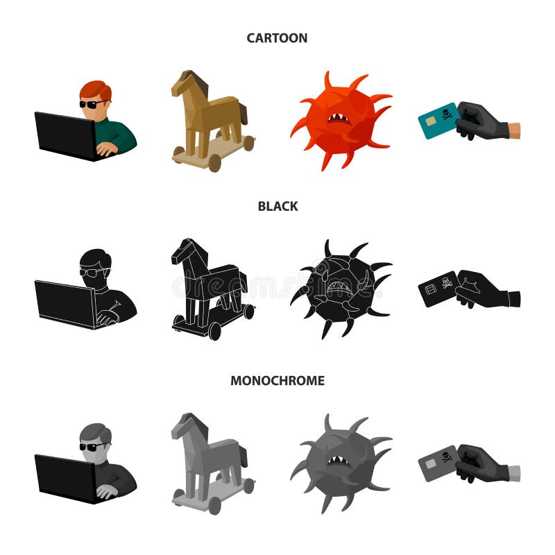 Hacker, hacking, system, internet. Hackers and hacking set collection icons in cartoon,black,monochrome style vector stock illustration