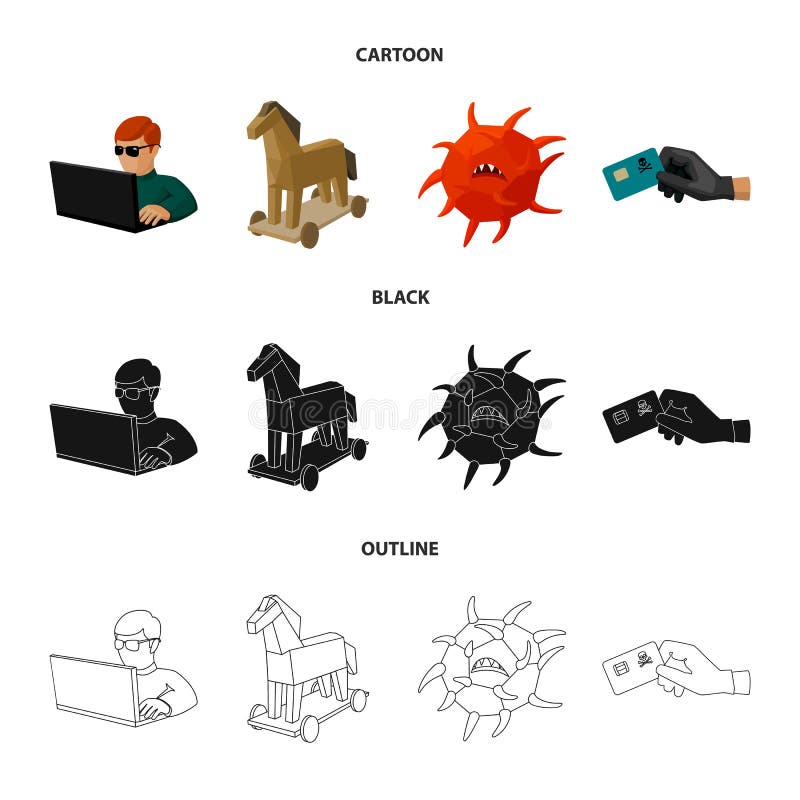 Hacker, hacking, system, internet. Hackers and hacking set collection icons in cartoon,black,outline style vector symbol vector illustration