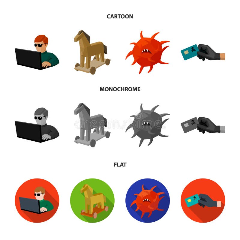 Hacker, hacking, system, internet. Hackers and hacking set collection icons in cartoon,flat,monochrome style vector royalty free illustration