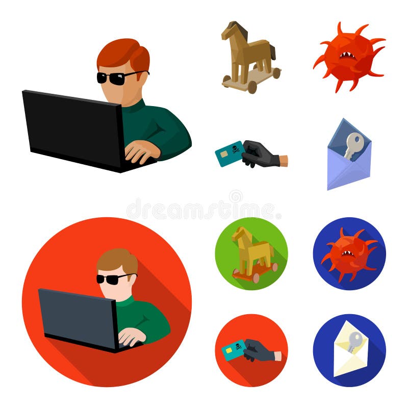 Hacker, hacking, system, internet. Hackers and hacking set collection icons in cartoon,flat style vector symbol stock stock illustration