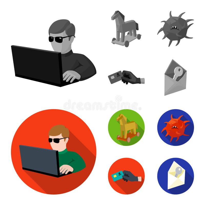 Hacker, hacking, system, internet. Hackers and hacking set collection icons in monochrome,flat style vector symbol stock stock illustration