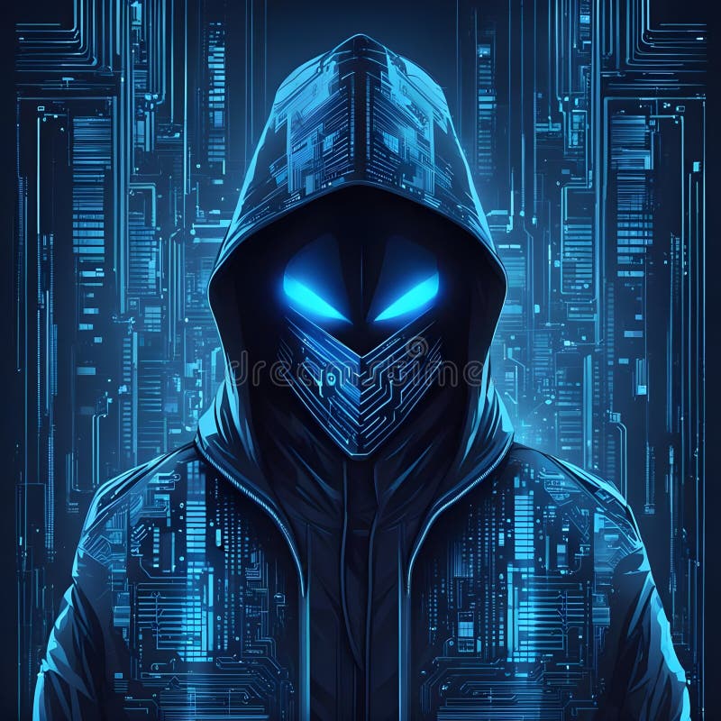 Hacker Mirando a La Cámara Con Una Máscara Facial. Fondo De Pantalla De