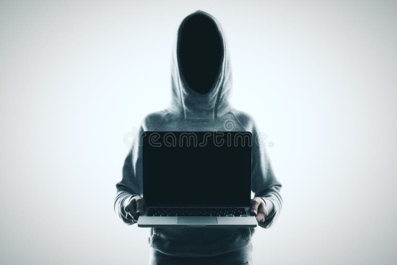 No face hacker with laptop royalty free illustration