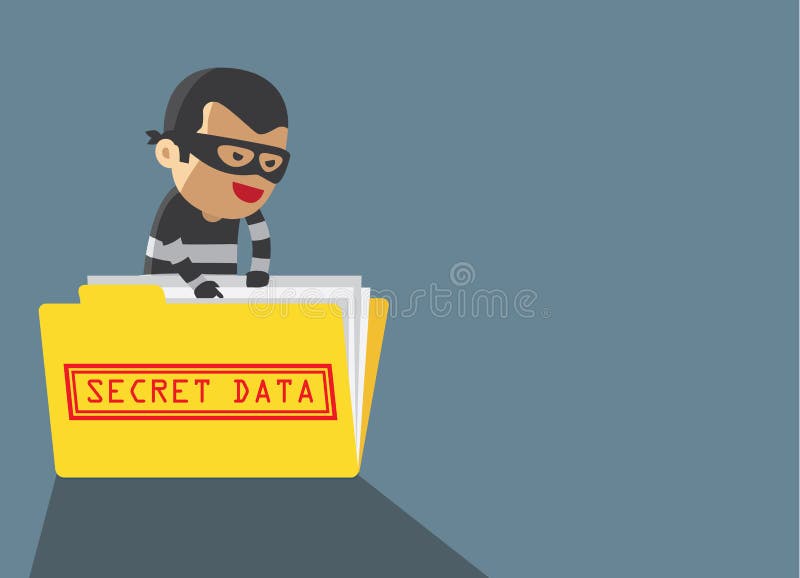 Hacker robbery secret data stock illustration