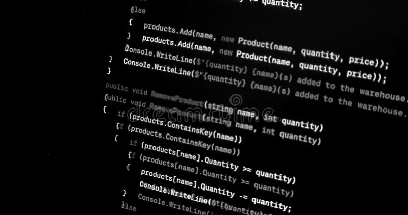 Codul programului de derulare a hackerilor pe computer notebook stock video footage