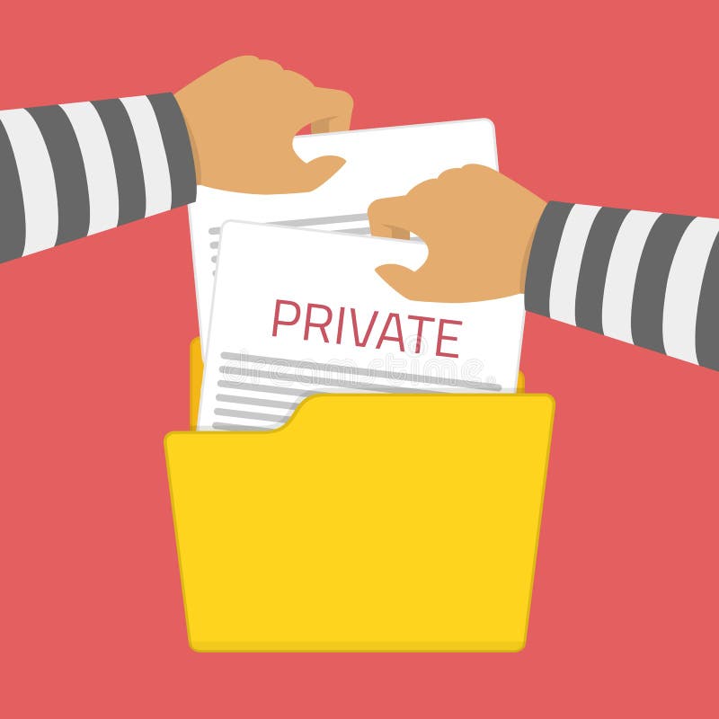 Hacker takes files in folder. vector illustration
