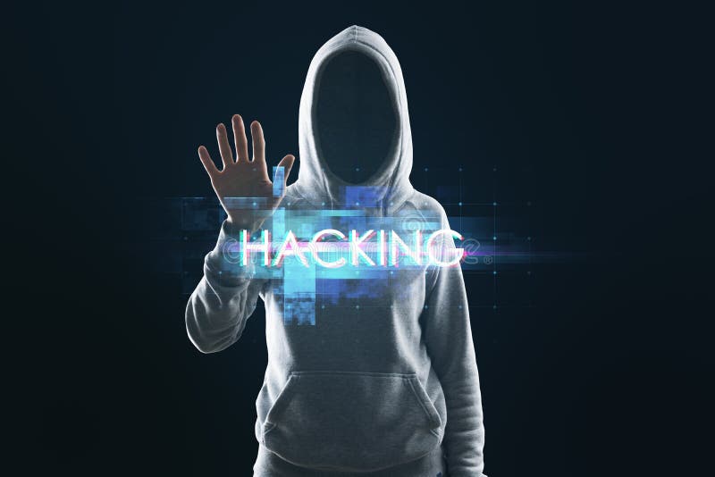 Hacker using abstract creative glowing big data glitch background. Hacking and theft concept. Unique Design Abstract Digital Pixel royalty free stock photos