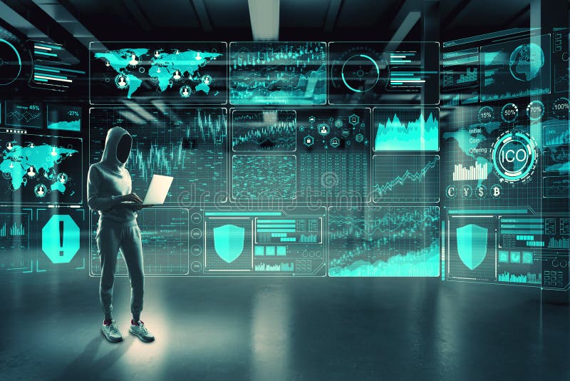 Hacker using interface vector illustration